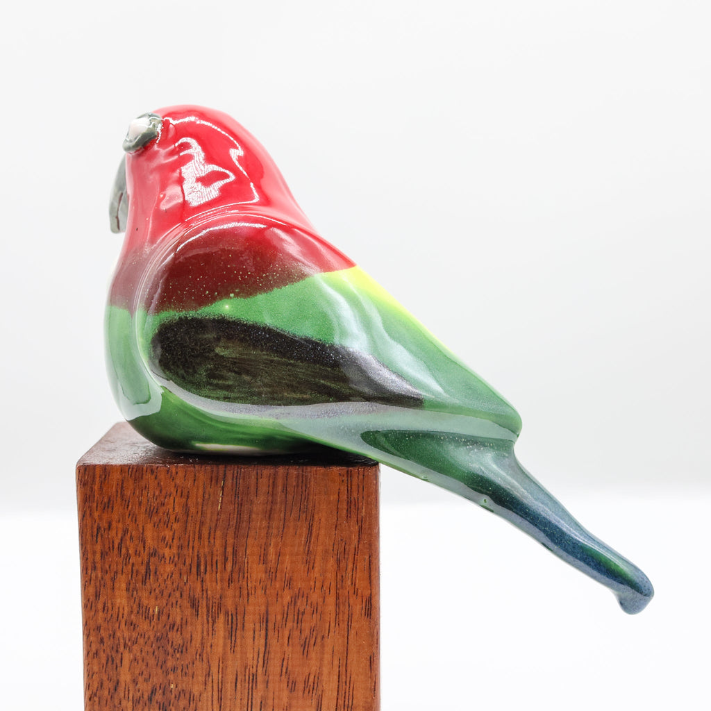 Eastern Rosella ceramic sculpture close-up detail