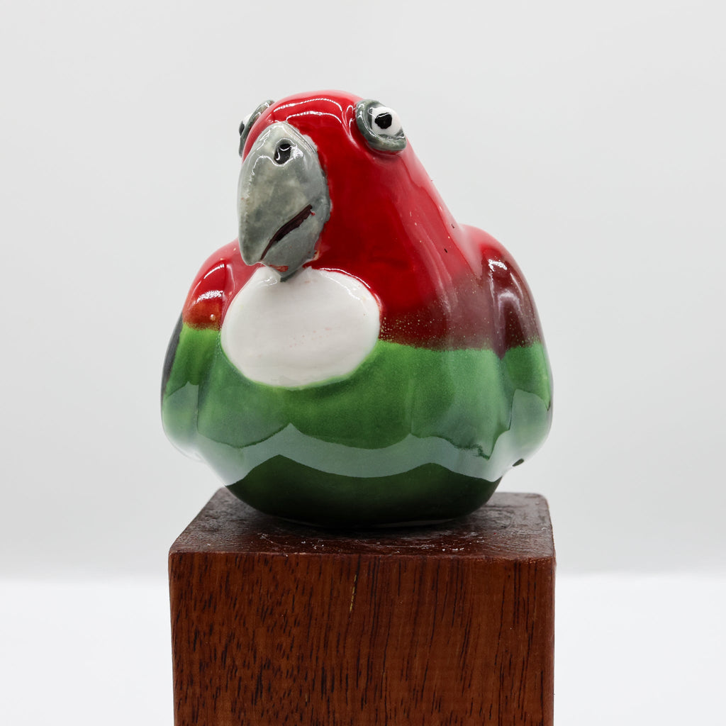 Handcrafted ceramic Eastern Rosella sculpture, Cheeky Beaks collection
