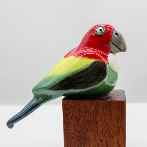Eastern Rosella ceramic sculpture handcrafted in Arrowtown, New Zealand