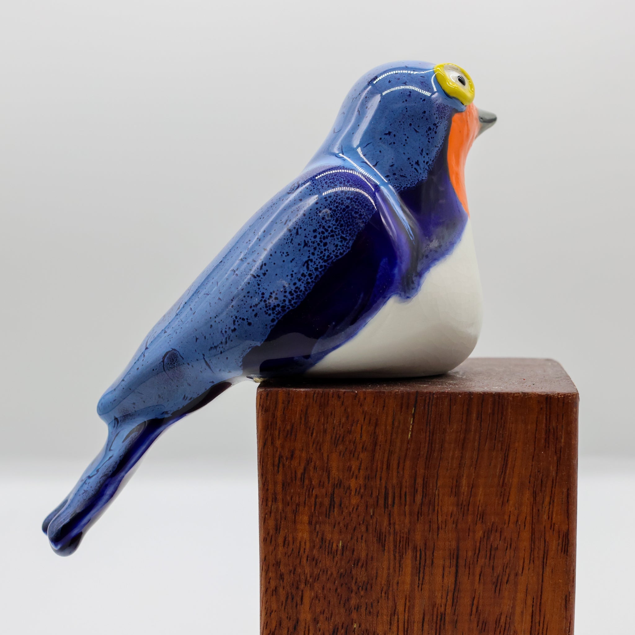 Handcrafted ceramic welcome swallow sculpture, Cheeky Beaks collection