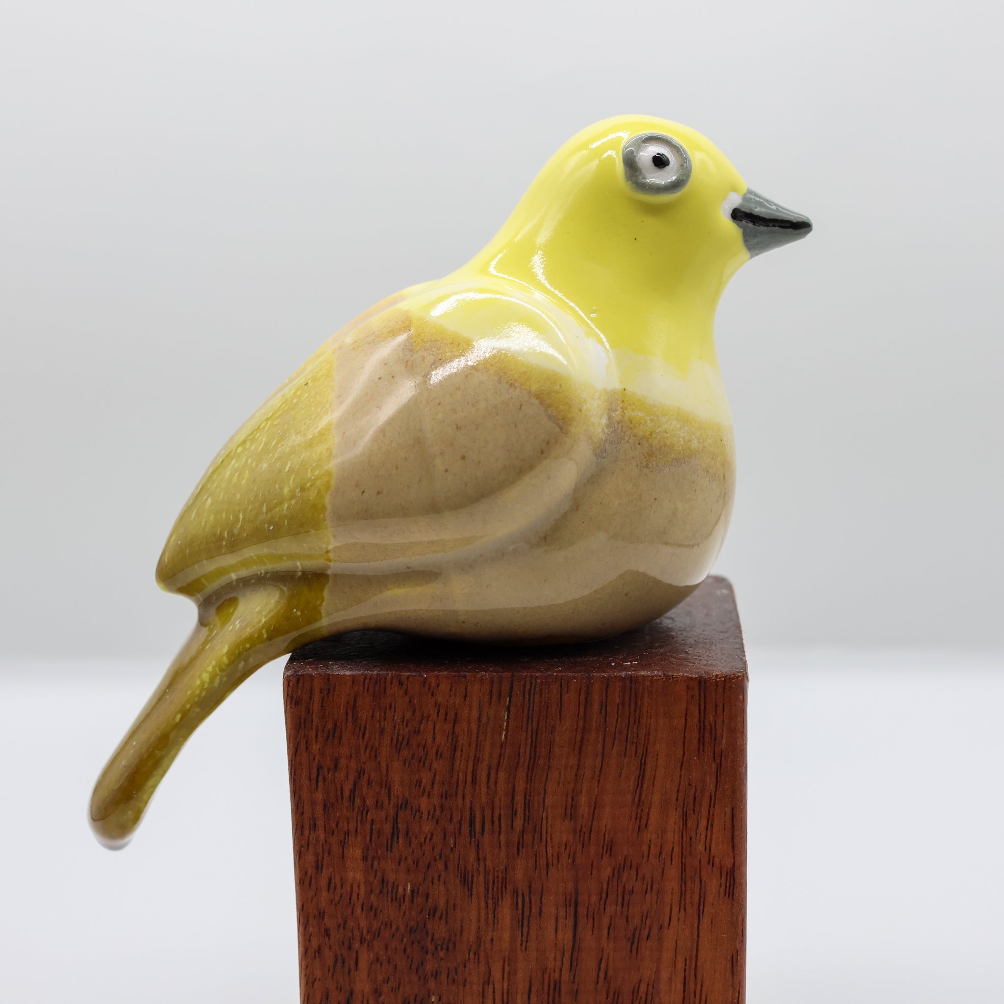 Mohua (yellowhead) ceramic sculpture handcrafted in Arrowtown, New Zealand