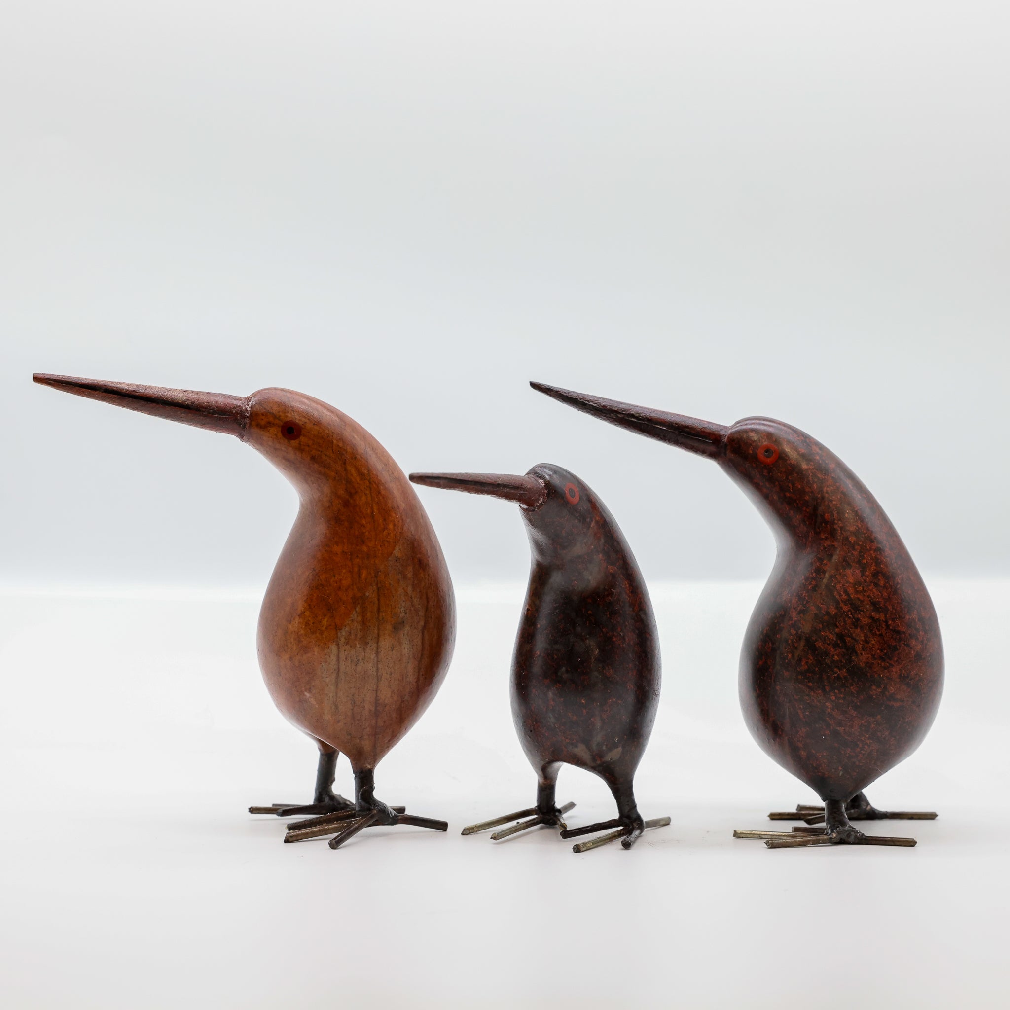 Stone Kiwi sculpture front view, handcrafted NZ bird art