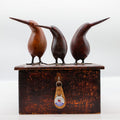 Stone Kiwi sculpture handcrafted in Arrowtown, New Zealand - brown serpentine with carved wooden beak