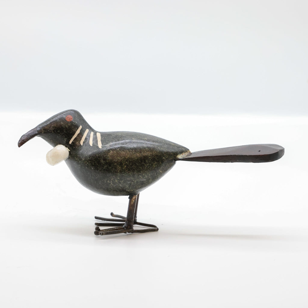 Handcrafted stone tūī bird sculpture, Wings of Stone collection