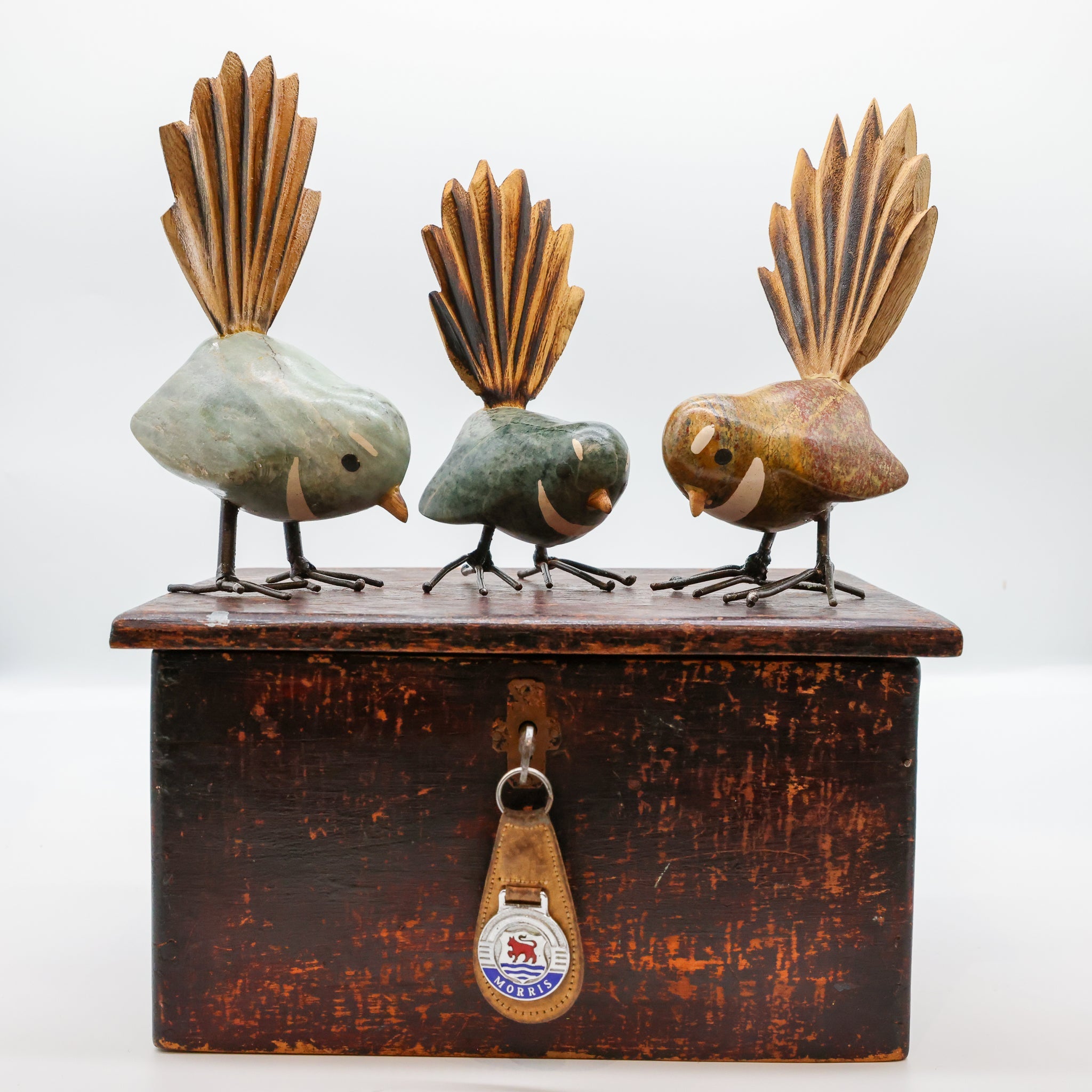 Stone Pīwakawaka (fantail) sculpture handcrafted in Arrowtown, New Zealand