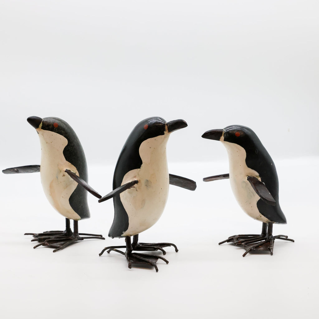 Stone Penguin sculpture detail of white resin front