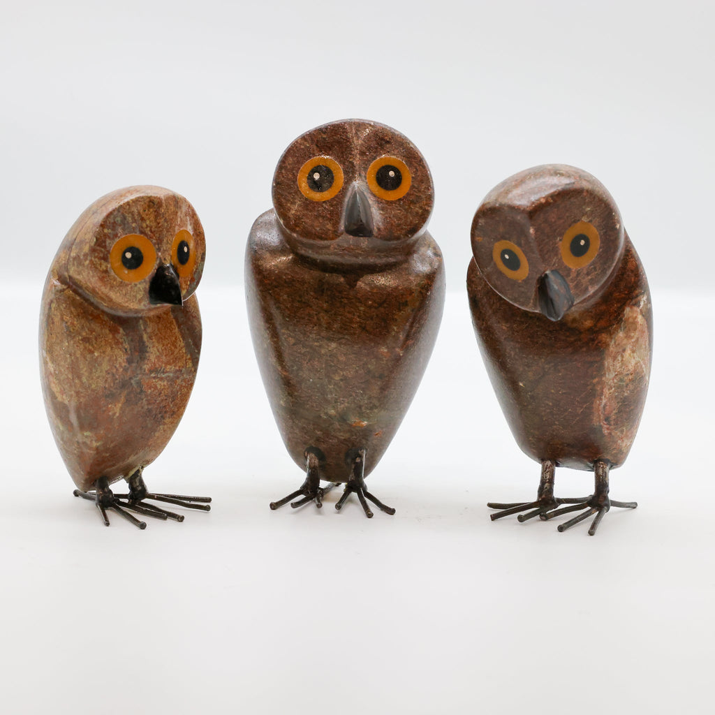 Stone Ruru sculpture, New Zealand native bird art