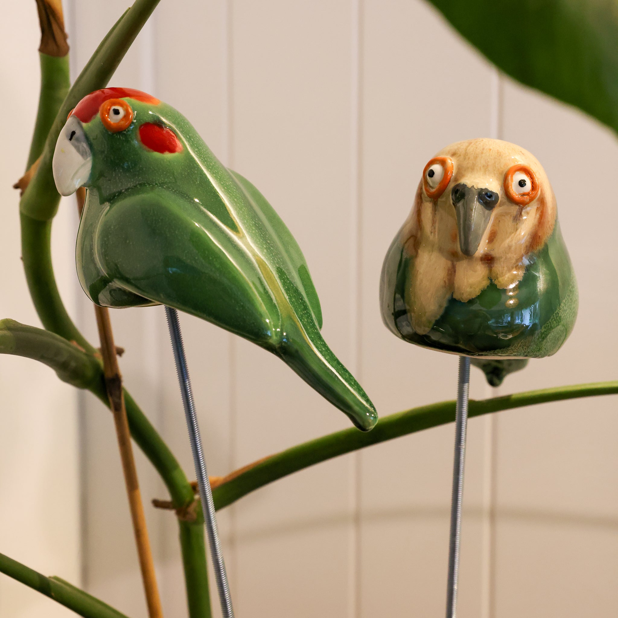 Handcrafted ceramic kākāpō sculpture, Cheeky Beaks collection